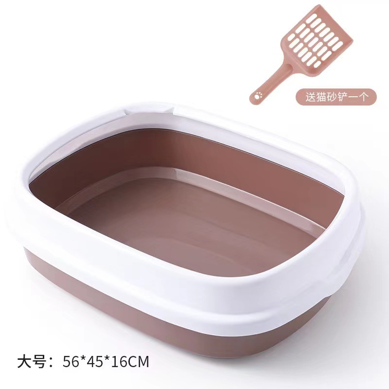 En stock caja de arena para gatos al por mayor semi-cerrado gato inodoro anti-salpicaduras caja de arena para gatos PP Cat Basin suministros para mascotas