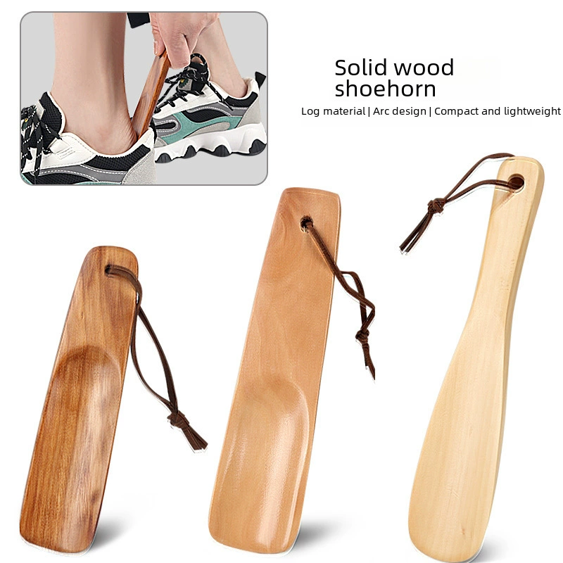 Solid wood shoehorn, shoe puller, household lazy shoe puller, travel portable shoe accessory