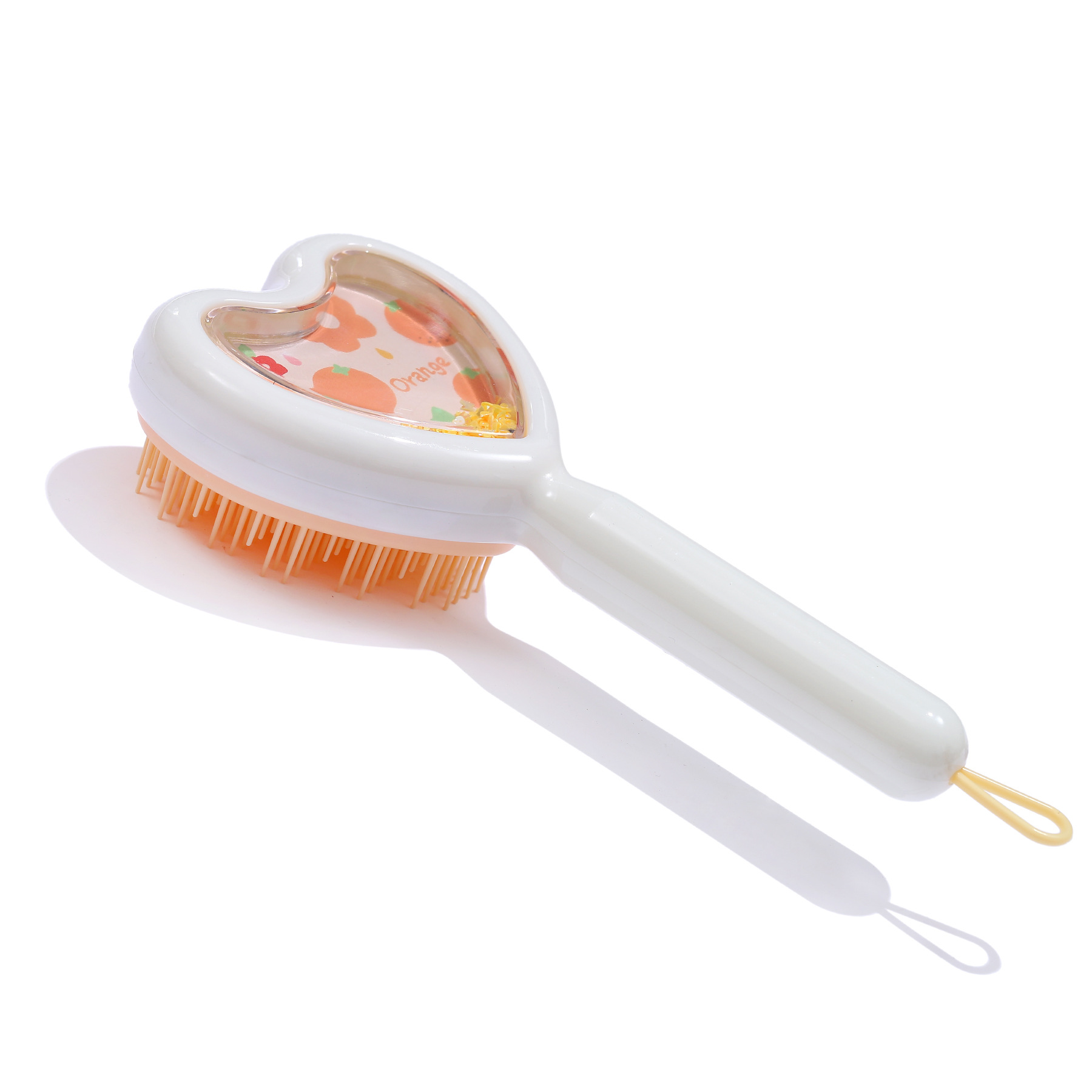 Venta al por mayor transfronteriza en stock nuevo creativo en forma de corazón transparente peine amor brillo lentejuelas dientes largos y cortos portátil viaje peine