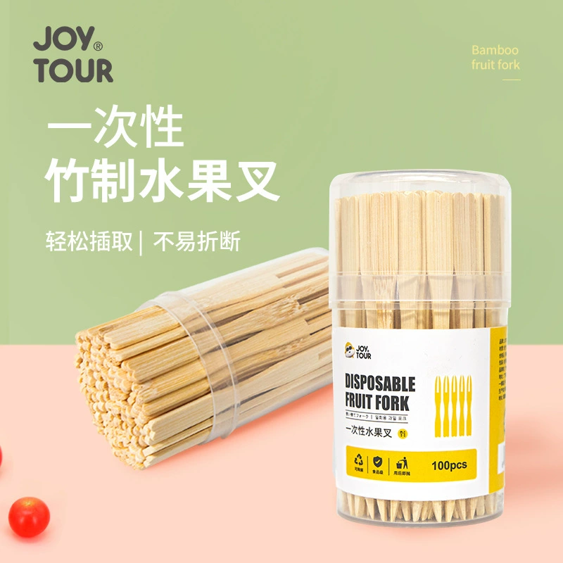 Одноразовые фруктовые вилки бамбуковые палочки фруктовые палочки фруктовые палочки коммерческие десертные торты в штучной коробке маленькие вилки бамбуковые оптовые продажи