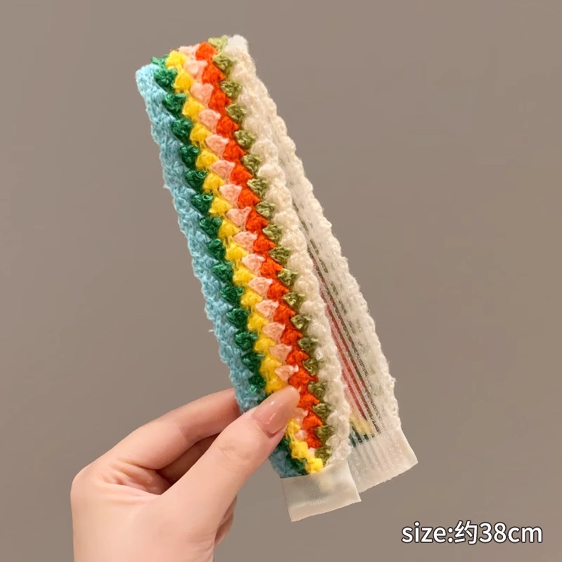 Retro francés velcro de punto para niños 2025 nuevo acabado de cabello de artefacto de la banda de cabello de niña dulce correa de cabello