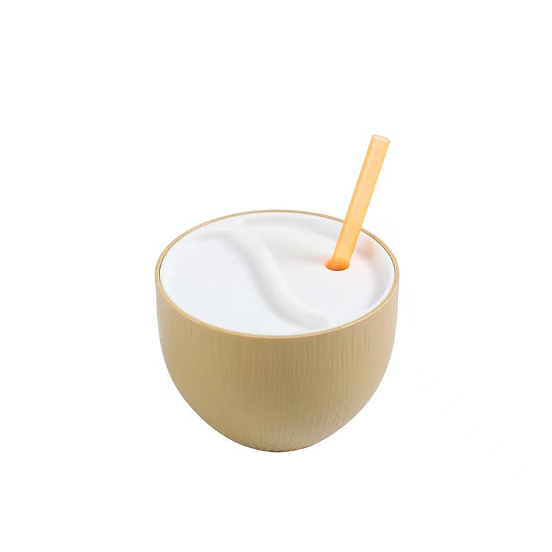 跨境源头厂家造型一次性塑料椰子奶系列水杯可定LOGO奶茶果汁瓶详情2