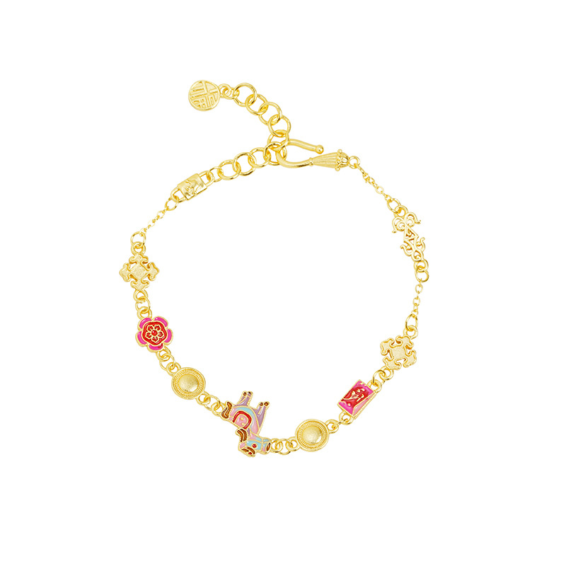 Nuevos productos de oro de arena vietnamita tendencia esmalte color pulsera de poní ligera aleación de cobre de lujo joyería al por mayor