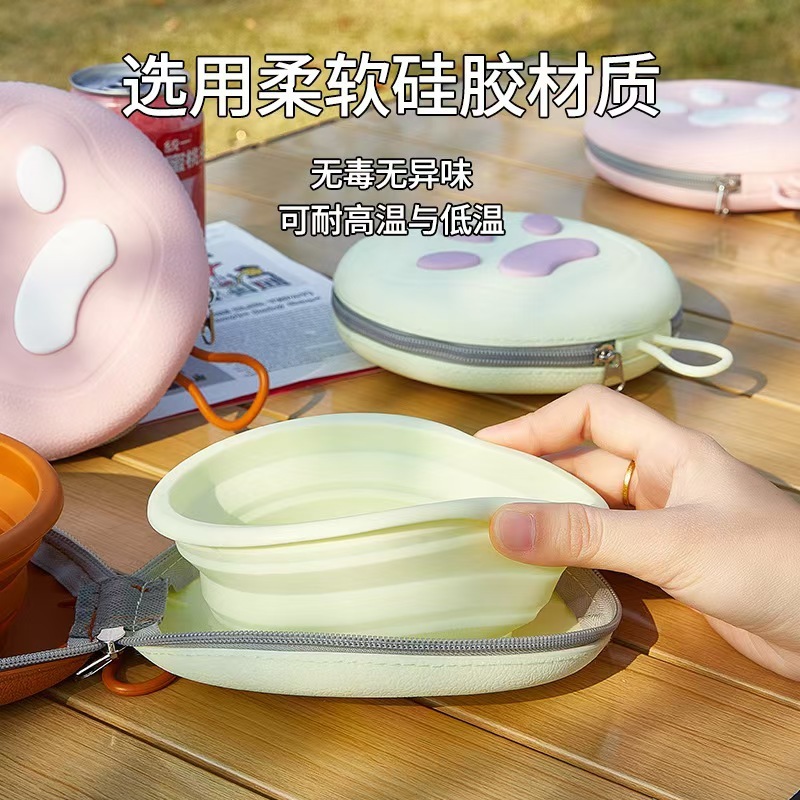 户外便携狗碗猫碗双碗防打翻狗狗食盆狗狗碗猫咪水碗硅胶宠物用品|undefined