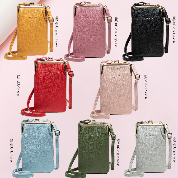 Bolso del teléfono móvil del patrón del lichi bolso del mensajero del hombro de las mujeres de la nueva manera de las mujeres bolso del teléfono móvil del color sólido del estilo coreano