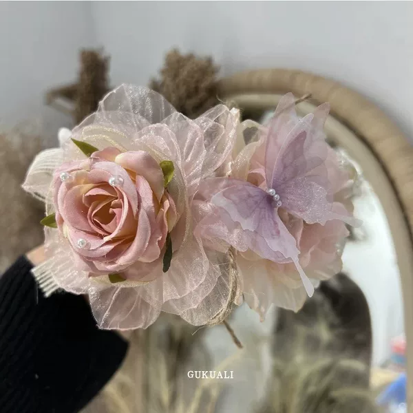 Super Fairy Elegant Flower Tassel Clip for Hair on the Back of the Head Shark Clip High-End Versatile Hair Clip Fashion Hair Accessories for Women