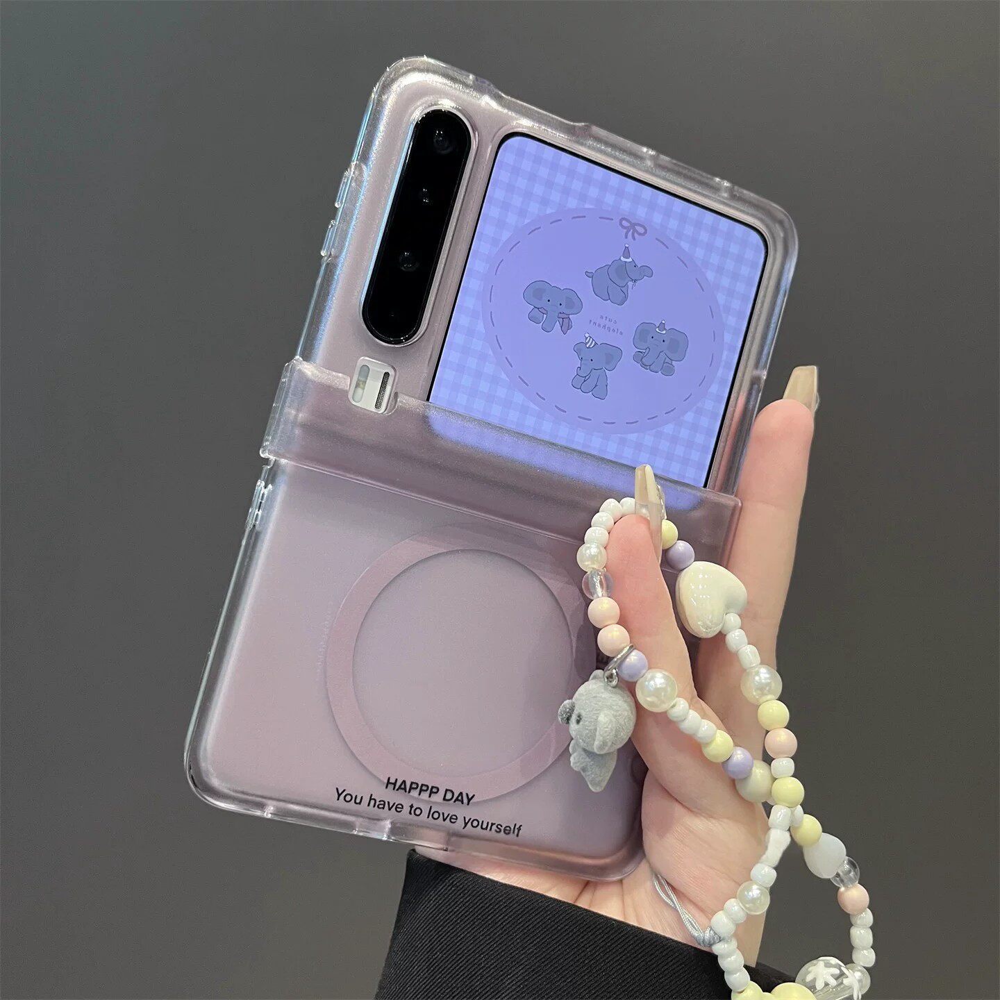 [Built-in magnetic suction + integrated shell and film] Translucent gray full-co…