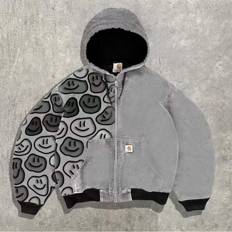 2026 New American Retro Hooded Unisex Sweatshirt, Cross-Border Hot-Selling Trendy Carhartt-Style Zip-Up Sweatshirt