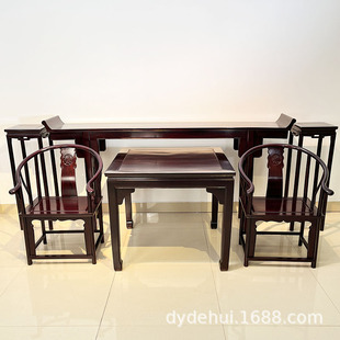 New Chinese style rosewood strip table middle hall six-piece solid wood Rosewood long table table self-built furniture set