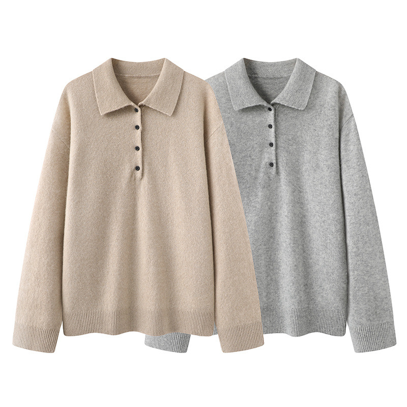 Knitted woolen sweater, jacket, polo collar