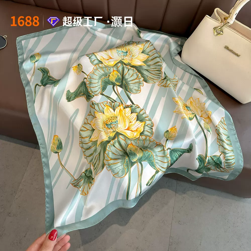 春季新款方巾70方巾丝巾长条丝巾仿真丝高级感围巾冬季轻奢高级感