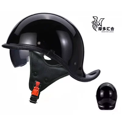 Motosiklet kaskı (dəbilqə) — Summer Scoop Helmet Personality Four Seasons - bright-black-autumn-and-winter-style-brown-lenses-m