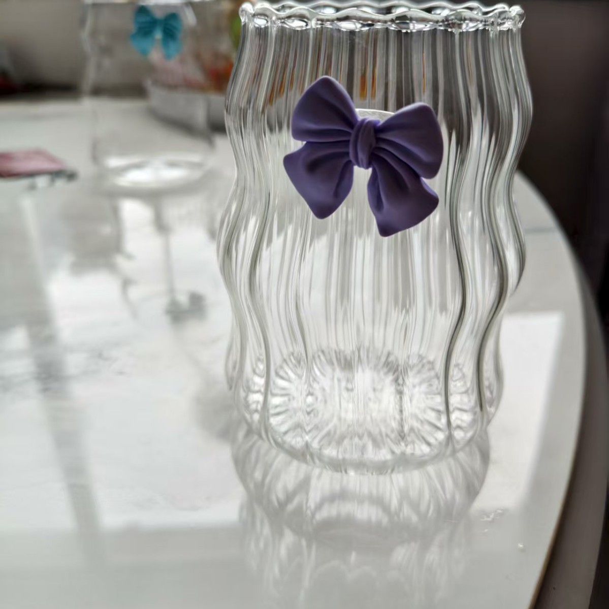 Taza en espiral Taza de bebida fría regordeta Taza de té con leche Taza de nube Taza de vidrio de café con pajita Taza de jugo de borosilicato alto