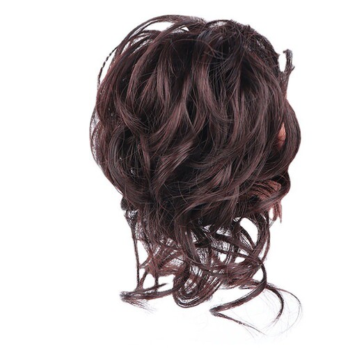 Coiled hair long beard curly hair circle high-end flower bud flower wig bag fluffy real hair ball head ladies bun hair accessories