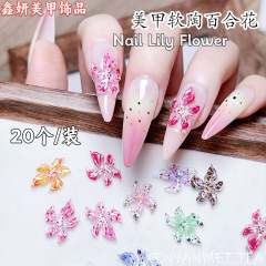 赤い本のネイルの花の装飾品の柔らかい陶のユリの花の装飾の爪のアップリケの装飾品の樹脂のネイルの漫画の装飾品