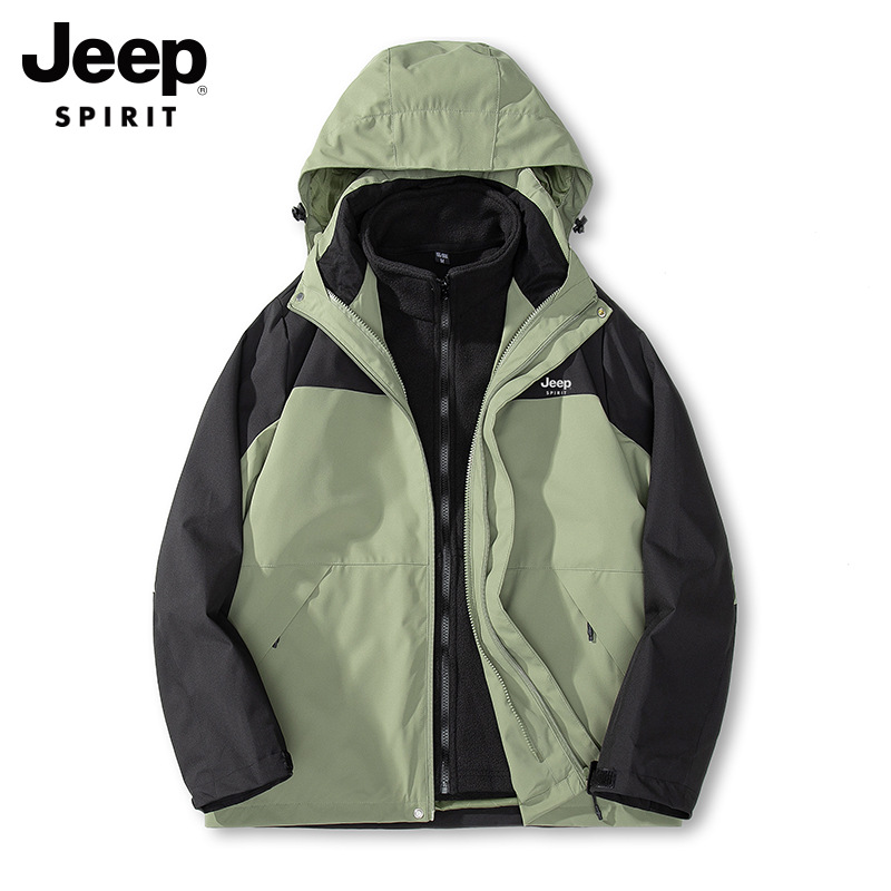 JEEP SPIRIT 신상품 남녀용 어썰트 재킷 의류 3종 2피스 세트 커플 아웃도어 재킷