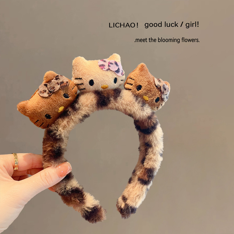 ネット赤超萌小衆kitty猫耳カチューシャ豹紋顔バンドかわいい蝶ネクタイ髪飾り洞窟|undefined