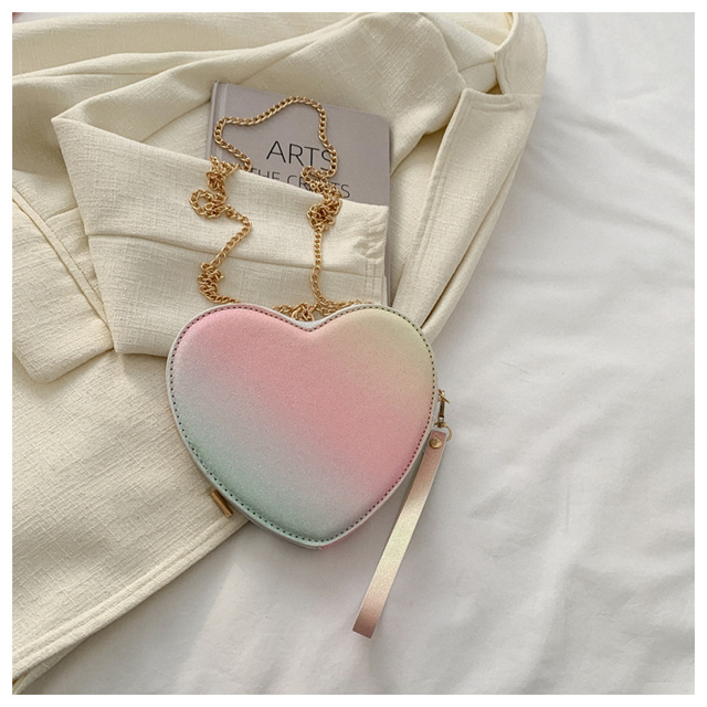 Women's New Heart Shaped Box Bag Chain Bag Fashion Shoulder Bag Crossbody Bag Solid PU_voghion.com