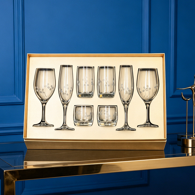 Caja de regalo de taza de vino, taza de champagne, regalo de negocios de lujo ligero, logotipo exclusivo personalizado, regalo de alquiler.