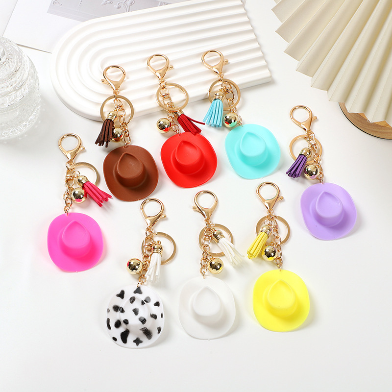 Cross-border Small Hat Keychain Western Cowboy Tribal Style Multicolor Cowboy Hat Dairy Hat Bag Pendant Cross-border Small Hat Keychain Western Cowboy Tribal Style Multicolor Cowboy Hat Dairy Hat Bag Pendant