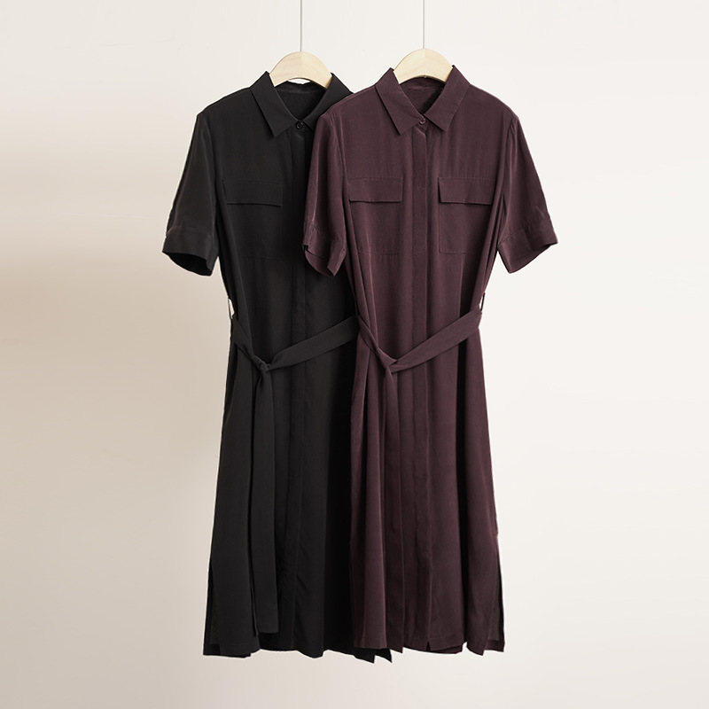 Zhendian Treasure 6A Mulberry Silk 04 Crepe de Chine Thickened and Sandwashed White Shirt dress Women