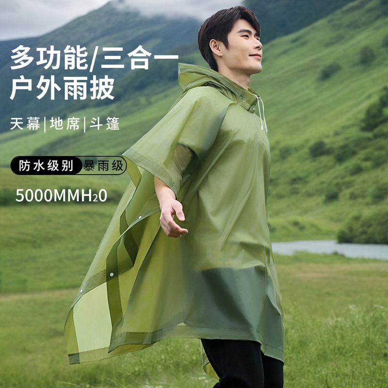 Cloak Raincoat Three-In-One Outdoor Mountaineering and Cycling Multi-Functional Hiking Poncho Thickened Long Portable Unisex