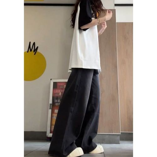 Vintage Washed Loose Wide Leg Women's Summer Slimming Tapered Straight Leg Pants American Casual Style Long Pants