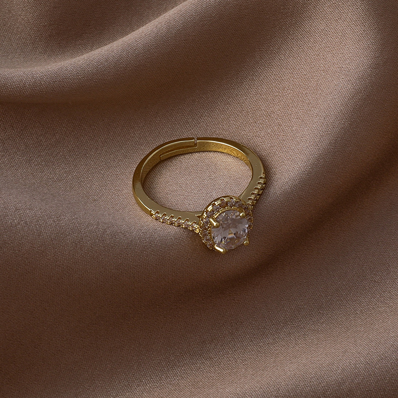 fashion micro-inlaid zircon heart square opening ring wholesale