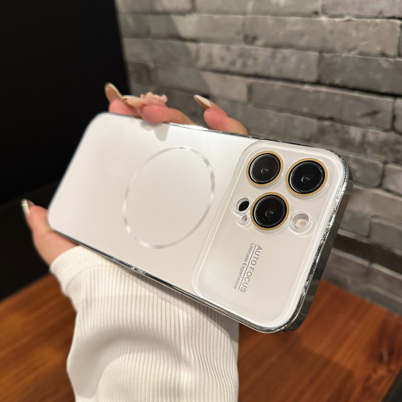 17适用iphone16ProMax电镀磨砂大视窗手机壳苹果15细磁防摔保护14|undefined