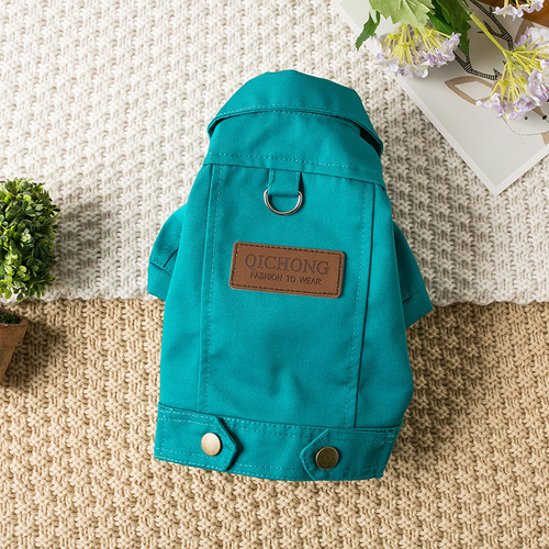 Traction Denim Jacket Dog Spring and Autumn Thin Pet Small Dog Teddy Schnauzer Bichon Pomeranian Cat Clothes