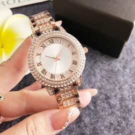 跨境卖家货源玫金镶钻女表1688 工厂批发女性时尚表优选女士腕表