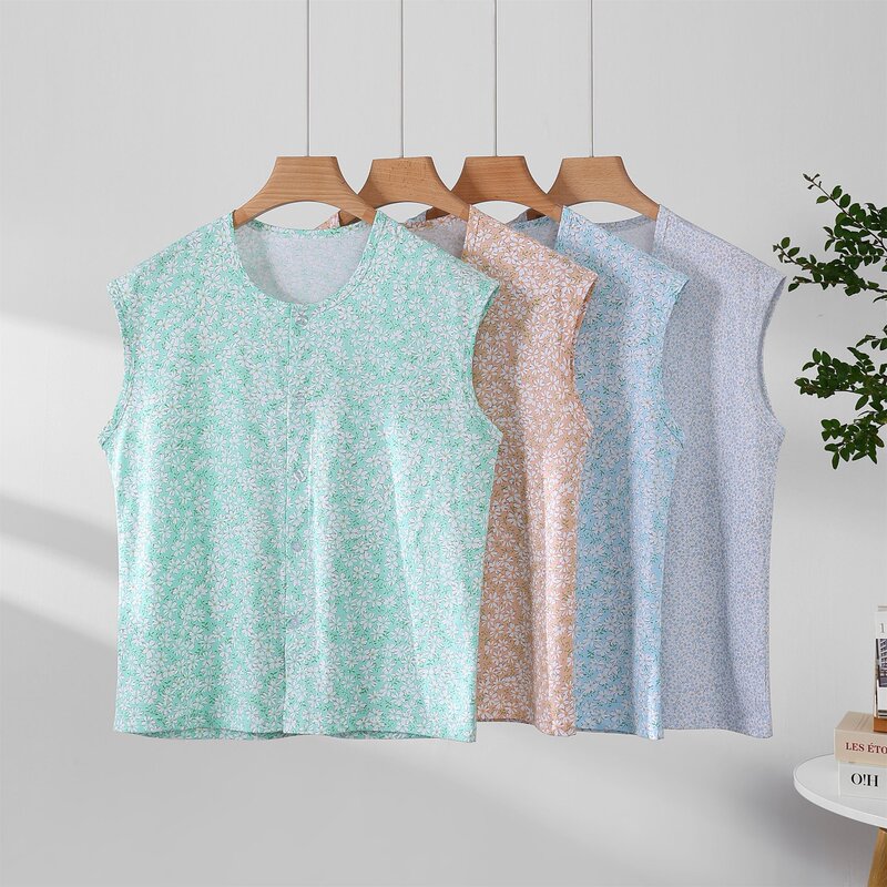 Pure Cotton Buttoned Vest for Middle-Aged and Elderly Women, Loose Large Size Sleeveless Undershirt, Cardigan, Pajamas, Home Shirt Pure Cotton Buttoned Vest for Middle-Aged and Elderly Women, Loose Large Size Sleeveless Undershirt, Cardigan, Pajamas, Home Shirt