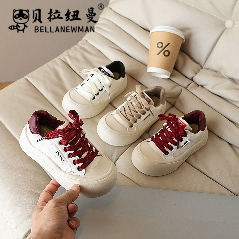 Choice Большая голова хлебная обувь 2025 весна и осень новая корейская версия детская обувь на толстой подошве повседневная доска для девочек маленькая белая обувь