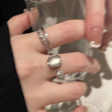 白月光三件套戒指女夏季款小众设计感指环时尚个性网红食指戒