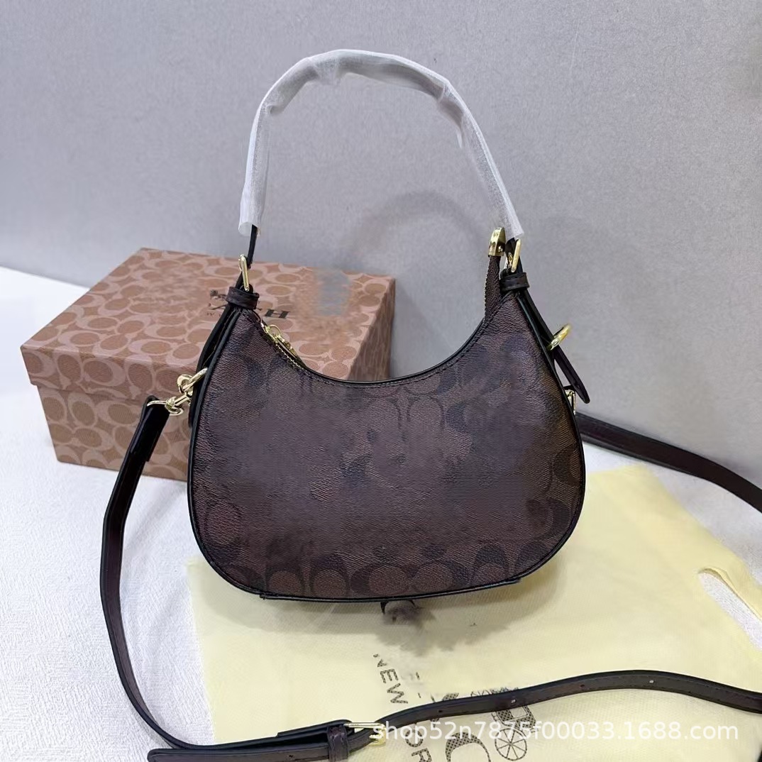 2023新型潮クロスボーダー対外貿易女性バッグ腋の下三日月包復古老花手提げシングル肩斜めショルダーバッグロゴ付き