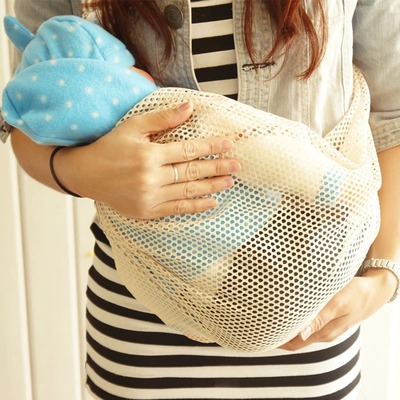 新生兒背帶嬰兒簡易單肩透氣網兜橫抱式側抱斜式寶寶背巾抱袋跨境