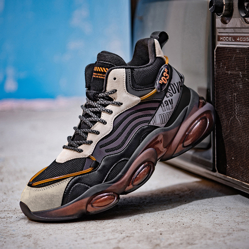 Cross-border Men's sneaker Warm Torre Shoes Shock Absorbing Training Shoes Running Casual Shoes fleece-lined High-top Trendy Shoes for Men