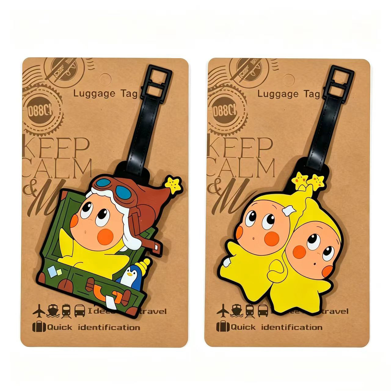 Cartoon Cute Star-Shaped Luggage Tag, Travel Suitcase Backpack Identification Tag, Decorative Pendant, Pvc Soft Rubber Name Tag