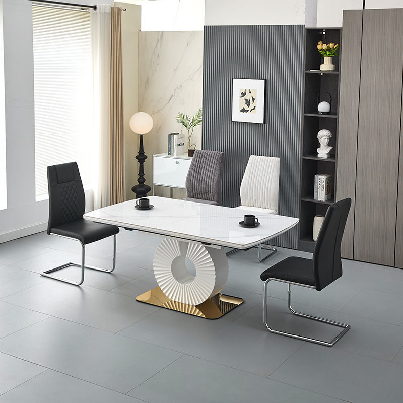 Mesa de comedor de tabla de roca retráctil plegable nórdica de lujo ligero de alta calidad MDF mesa de comedor plegable