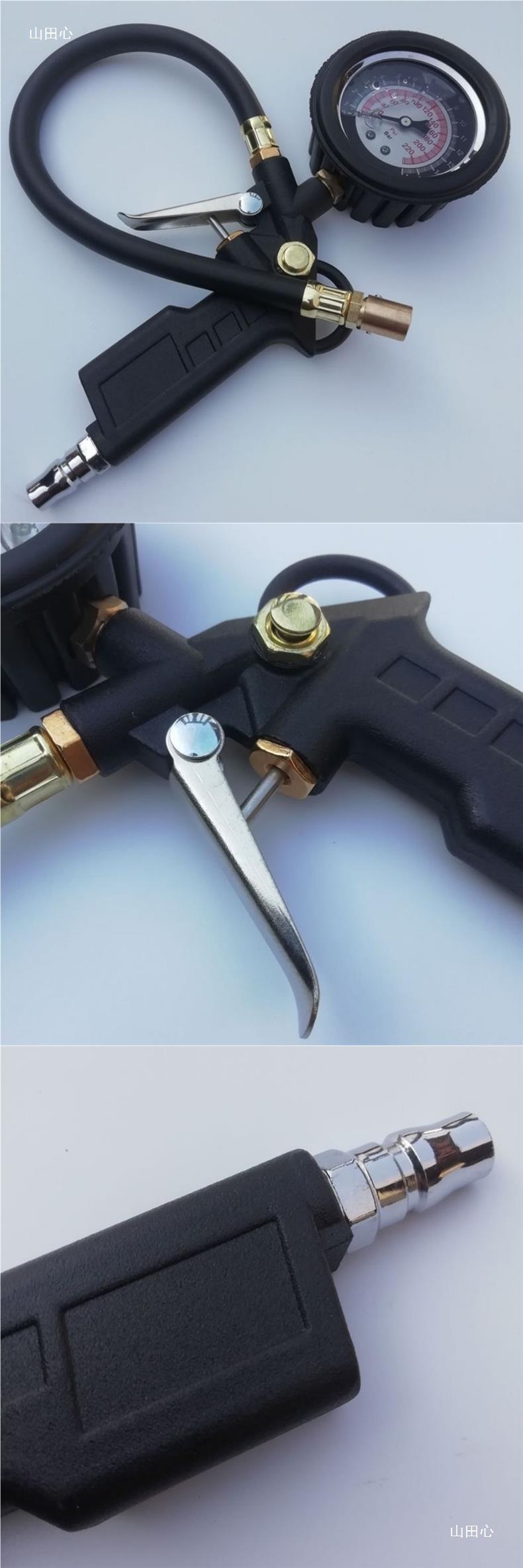 High-precision tire pressure gauge with inflator, car tire pressure monitor, oil-immersed tire pressure gauge, and inflating gun