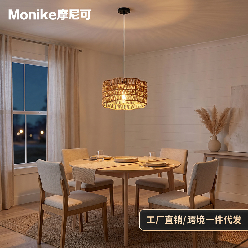Cross-Border Rattan Pendant Light with Led Ambiance Lighting, Rattan Woven Pendant Light for Restaurant Bar Counter, Rattan Single-Head Lighting Fixture for Homestay Cross-Border Rattan Pendant Light with Led Ambiance Lighting, Rattan Woven Pendant Light for Restaurant Bar Counter, Rattan Single-Head Lighting Fixture for Homestay