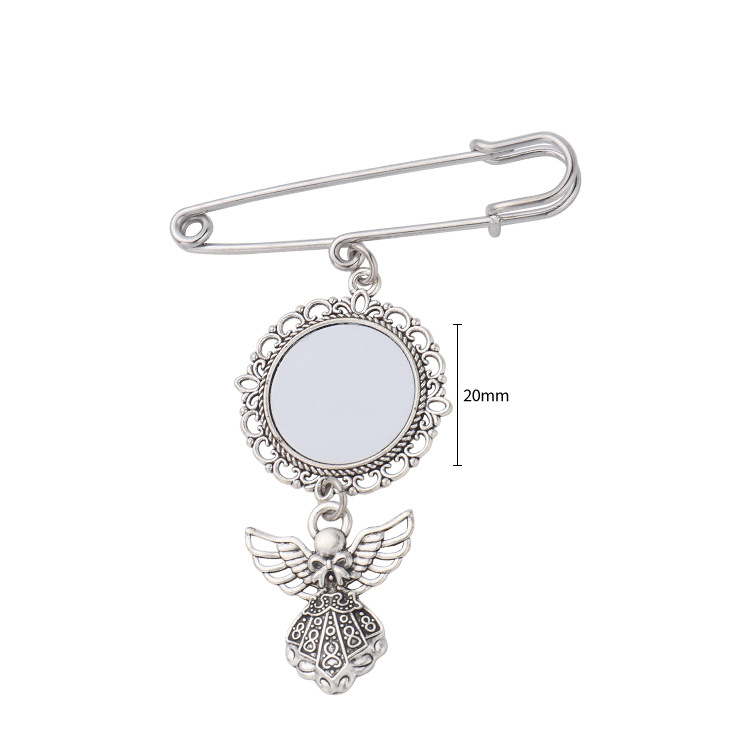 Regalos de temporada de graduación en blanco de sublimación de calor consumibles de metal redondo de encaje colgante ángel