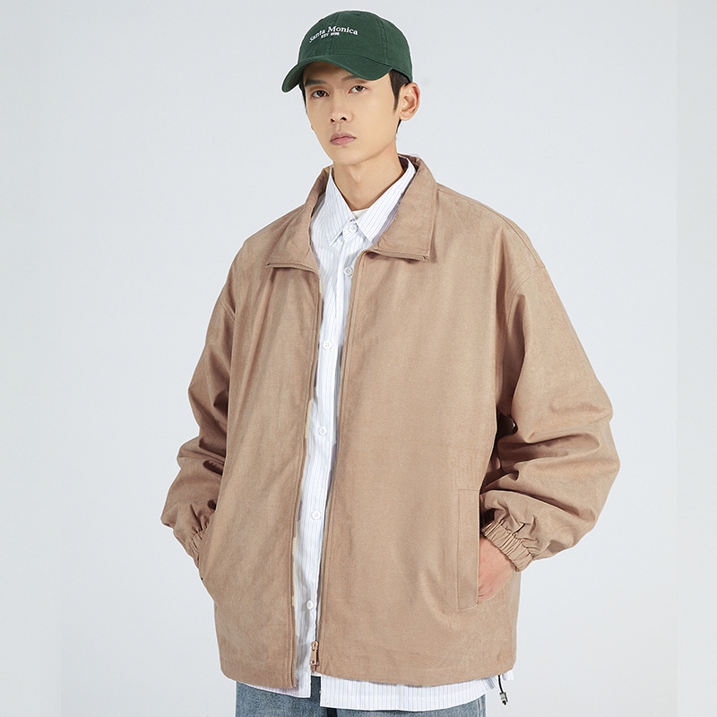 2026 otoño americano retro camiso de cremallera de color sólido chaqueta de béisbol corta abrigo suelto delgado chaqueta de cuero casual