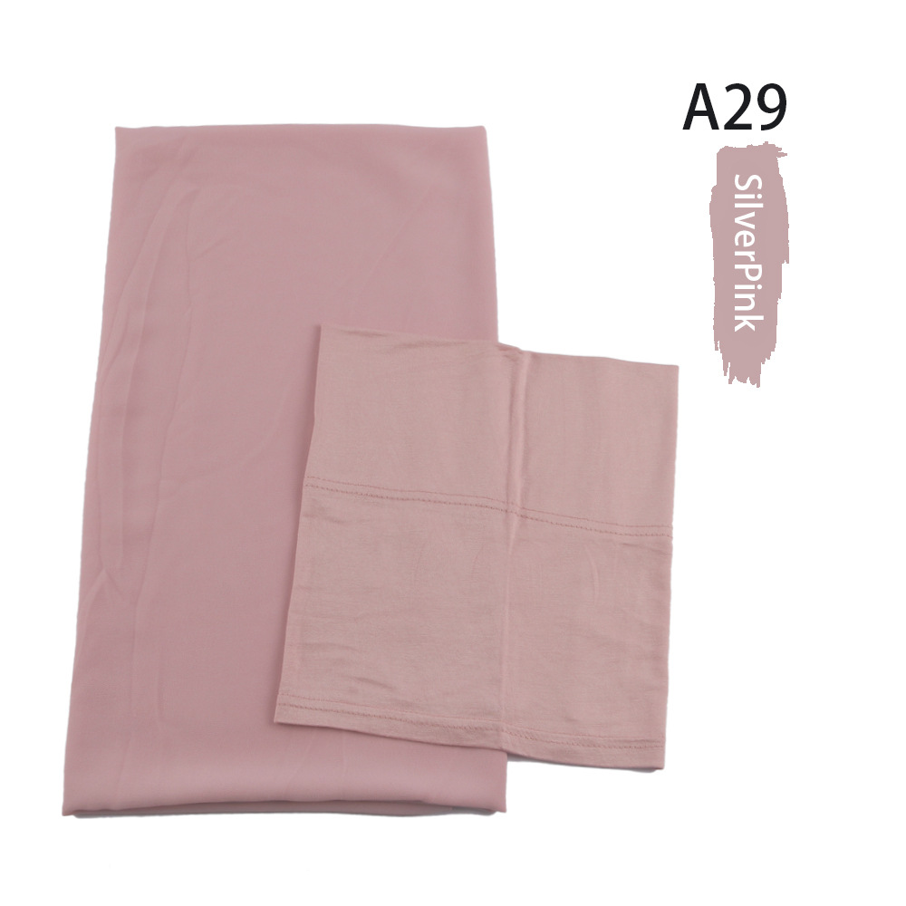 Muslim Women Chiffon HIjab With Matching Under Cap Hijab Headscarf Chiffon Long Shawl With Match Color Jersey Inner Caps