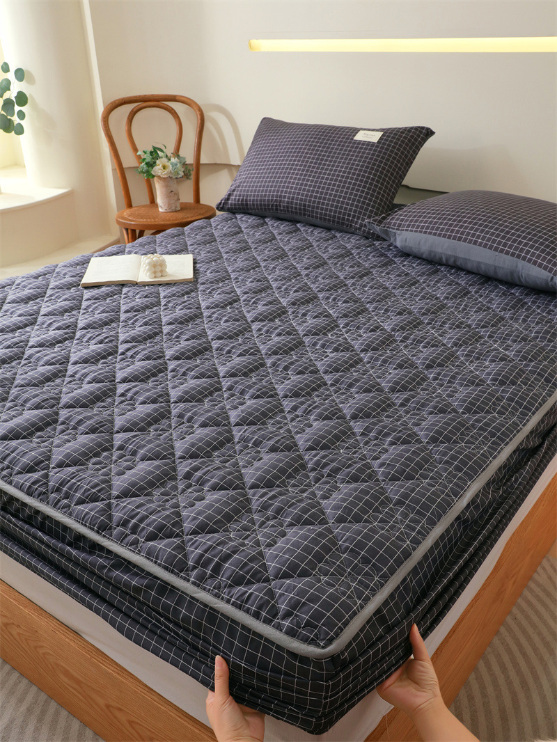 Color sólido pro-piel lavable algodón cama de algodón cama de comercio exterior cama de algodón máscara de cama a prueba de polvo gruesa cubierta protectora de Simmons