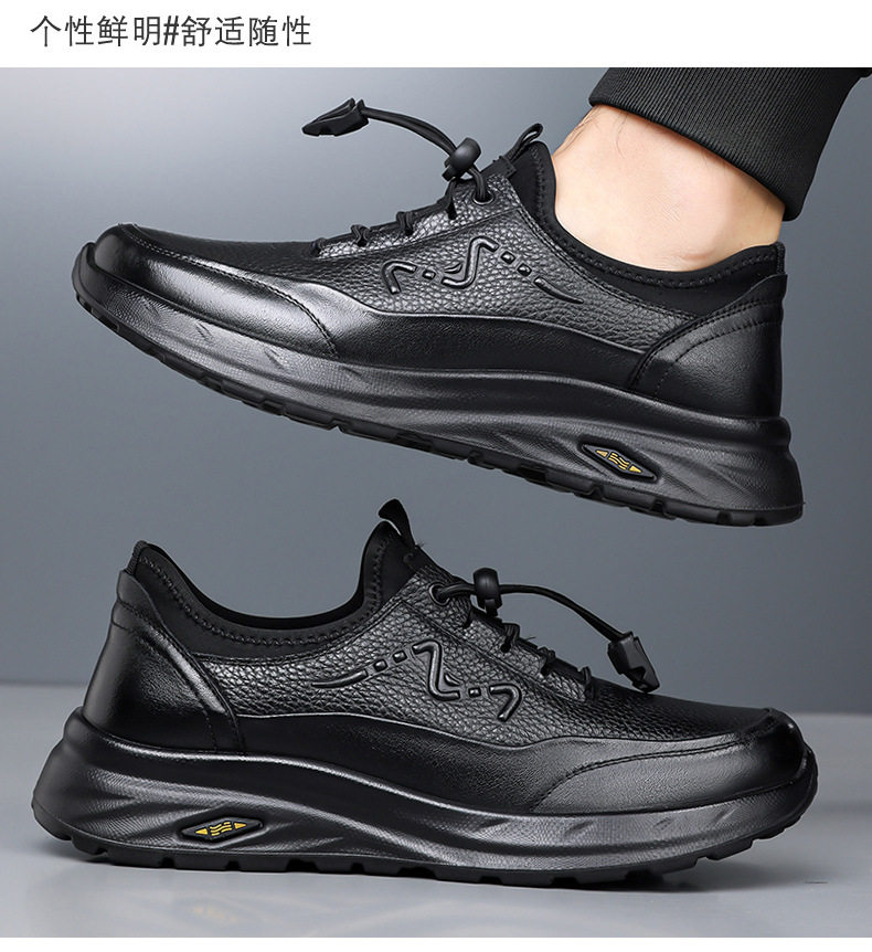 Giày lười nam da bò thật đế mềm chống mài mòn, đế dày nhẹ, kiểu slip-on — D1825 Đen chi tiết 13