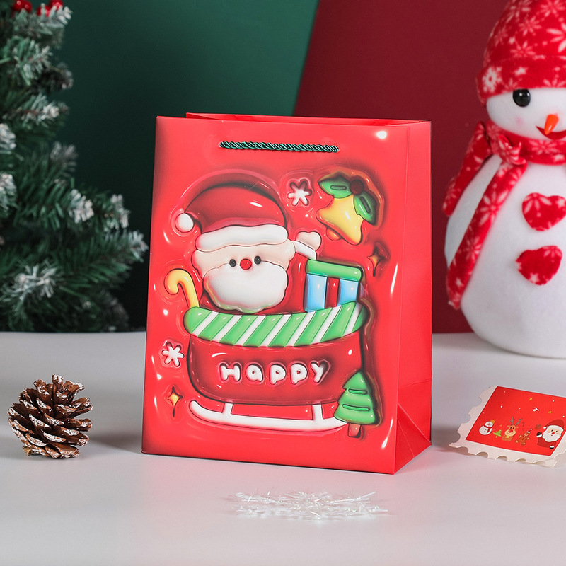 クリスマスのギフトバッグの新しい3d膨張風赤緑の創造的な漫画サンタクロースの手提げ紙袋のプレゼント包装|undefined