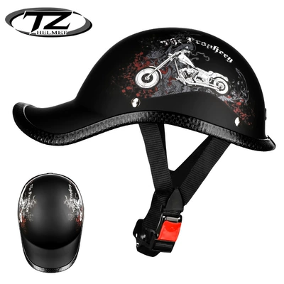 Summer Helmet Men's Universal, Motosiklet kaskı (dəbilqə) - retro-motorcycle-front-and-back-2-belts-free-size-55-62-head-circumference
