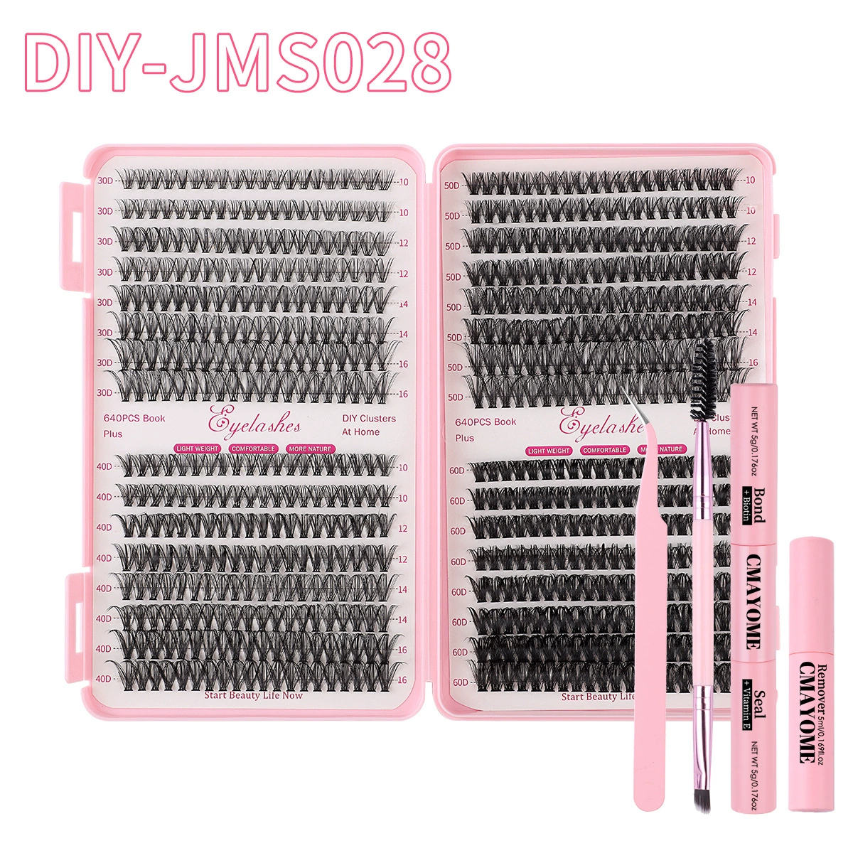 Наборы пучковых накладных ресниц mixed dense DIY, 40/32/отдельные пучки, 640 шт., 0.017 кг