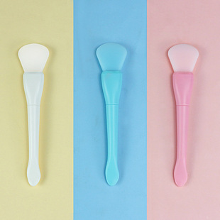 Double-Ended Silicone Mask Brush with Scoop, Soft-Head Mud Mask Brush for Scooping and Applying Makeup Remover, Antibacterial Silicone Brush